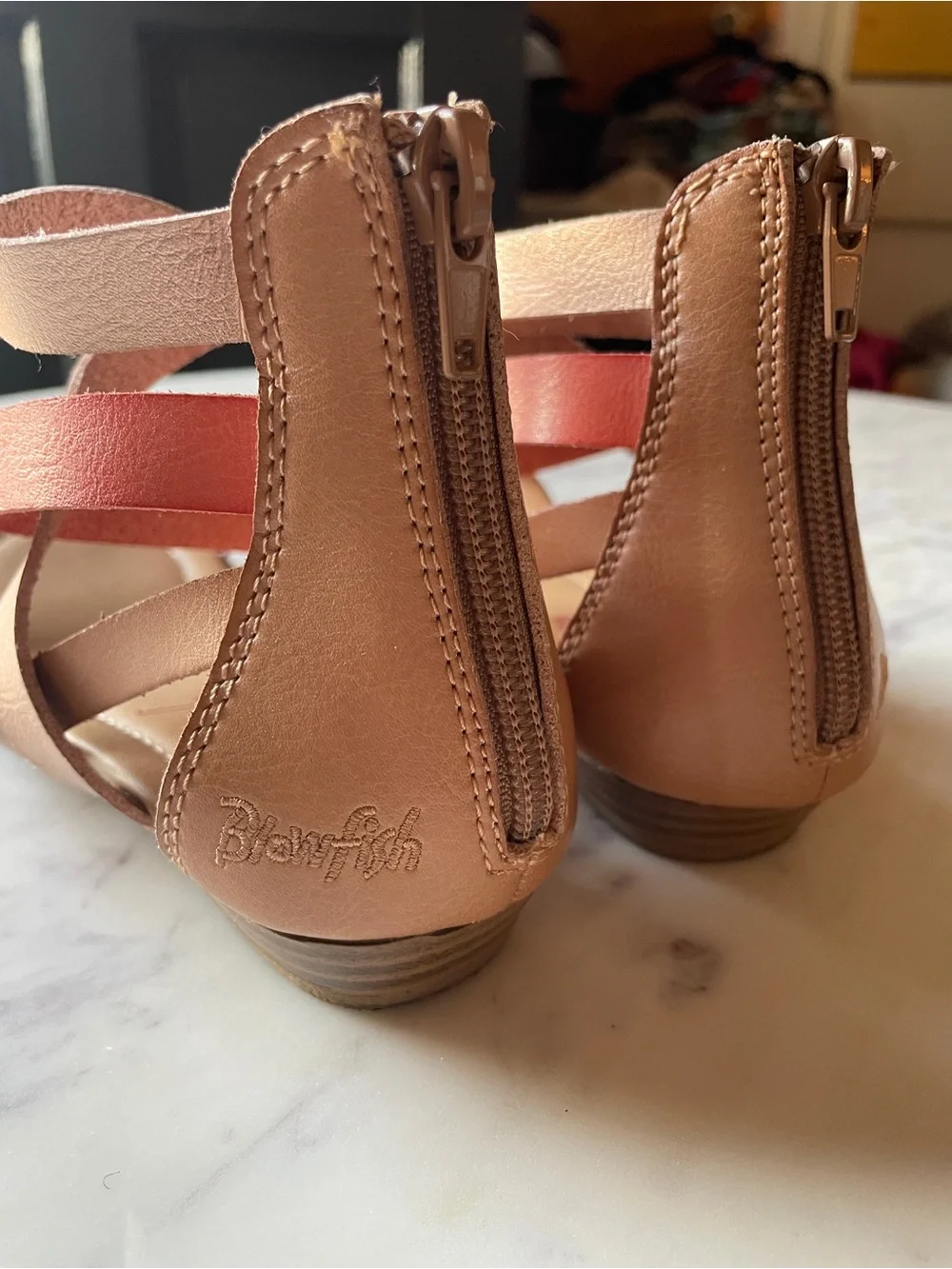 Blowfish Malibu Girls' Multi-Strap Sandals in Rose Gold and Coral